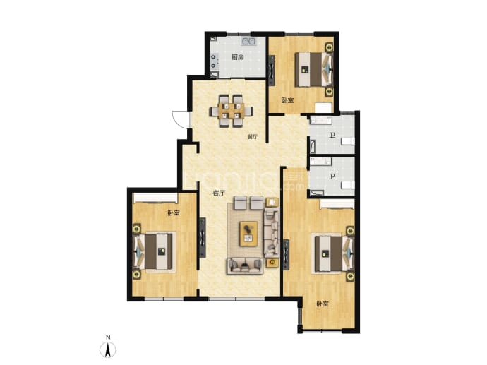 信达·听松花园信达·听松花园3室2厅2卫户型图
