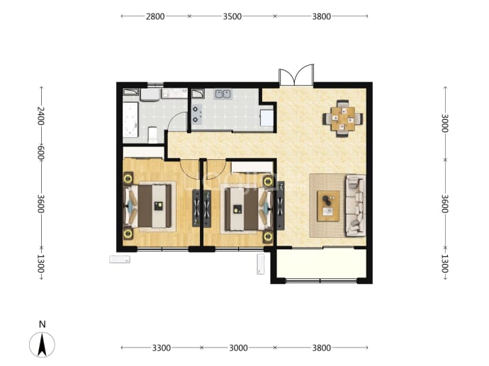 天房粤翠名邸天房粤翠名邸2室1厅1卫户型图